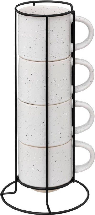 Secret de Gourmet Set van 4 keramische kopjes op standaard Lana 200 ml