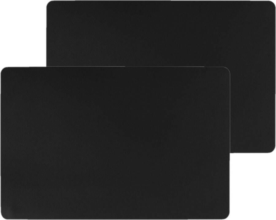 Secret de Gourmet Set van 4x stuks placemats PU-leer leer look zwart 45 x 30 cm Tafel onderleggers