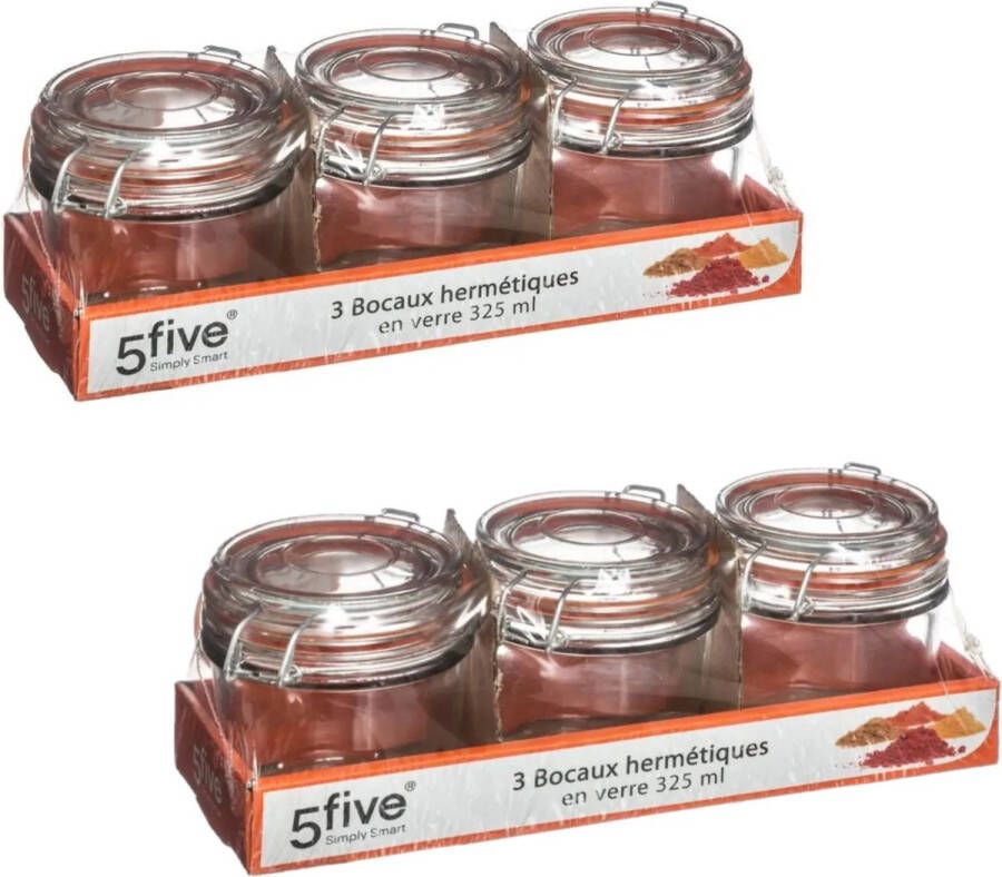 Secret de Gourmet Set van 6 inmaakpotjes voorraadpotjes glas met beugelsluiting 330 ml Voorraadpotten met luchtdichte sluiting