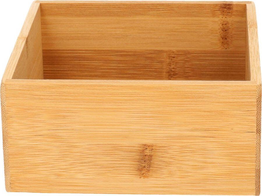 Secret de Gourmet Set van 6x stuks bamboe ladekast keukenspullen kantoor vakjes sorteerbakjes 15 x 15 x 7 cm