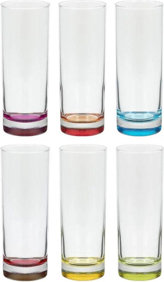 Secret de Gourmet Set van 12x stuks longdrink glazen Colori 310 ml van glas Drinkglazen Waterglazen