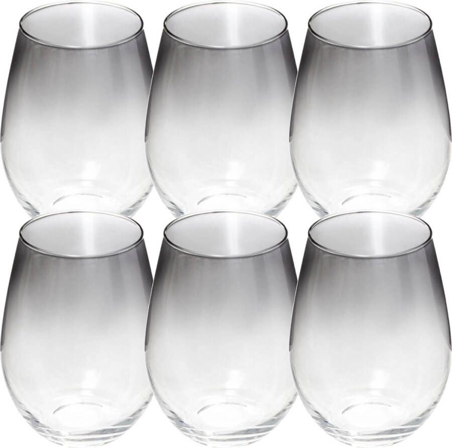 Secret de Gourmet Set van 6x stuks tumbler glazen zwarte rand Sauvage 540 ml van glas Drinkglazen Waterglazen