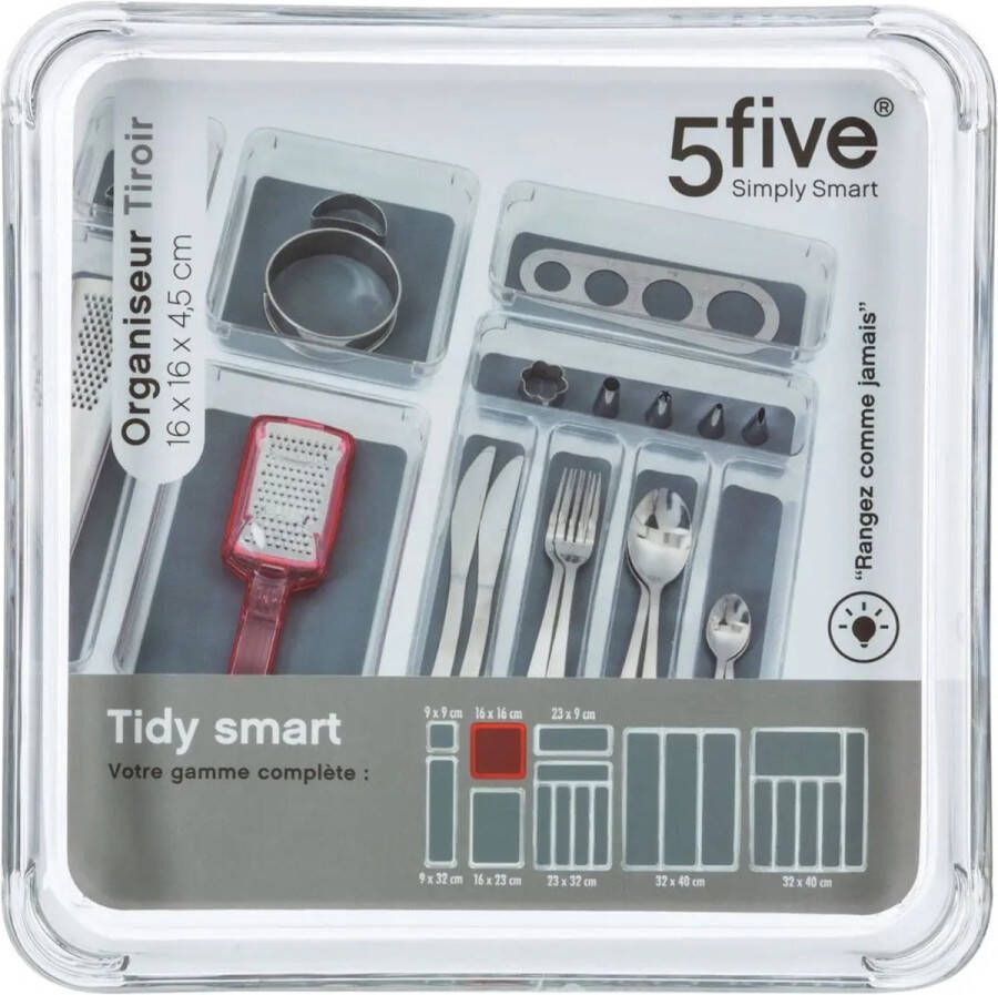 Secret de Gourmet Set van 8x stuks kunststof ladekast keukenspullen kantoor vakjes sorteerbakjes 16 x 16 x 4.5 cm
