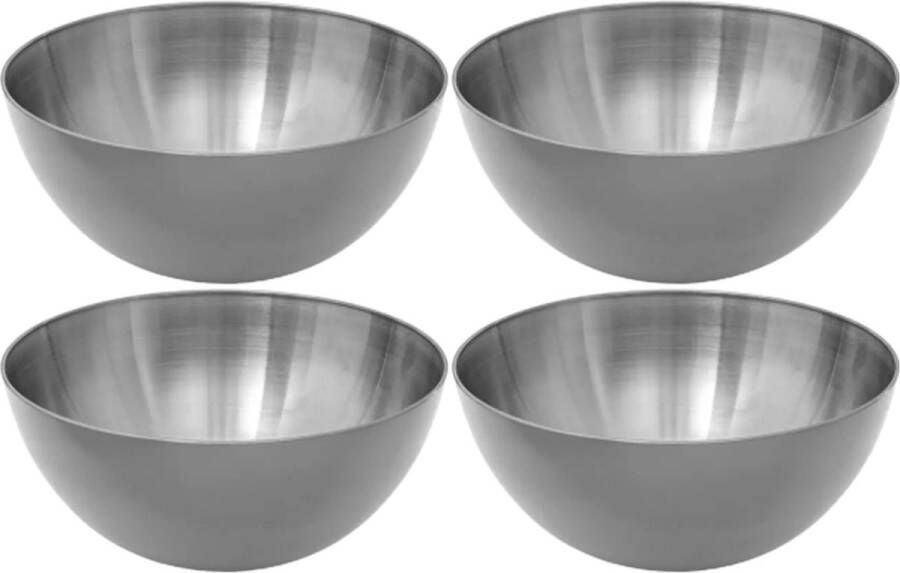 Secret de Gourmet Set van 8x stuks Slakommetjes schaaltjes rvs metaal D13 cm Saladeschalen