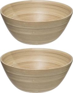 Secret de Gourmet Set van 2x Slakom serveer schaal- Bamboe D30 cm Saladeschalen