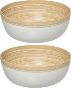 Secret de Gourmet Set Van 2x Slakom serveer Schaal- Bamboe D30 Cm Saladeschalen