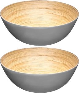 Secret de Gourmet 2x stuks Slakom serveer schaaltjes bamboe D25 cm Saladeschalen