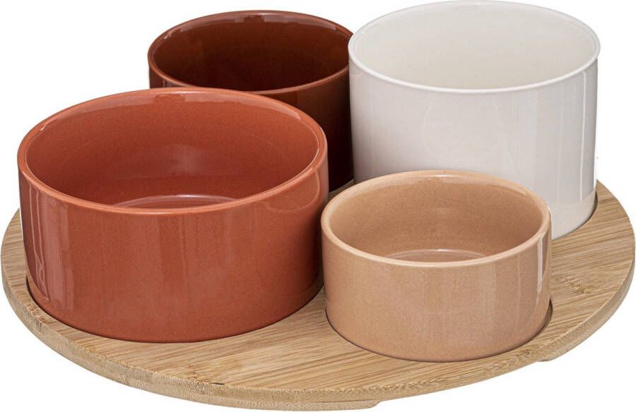 Secret de Gourmet Snackserveerset bamboe dienblad 5-delig