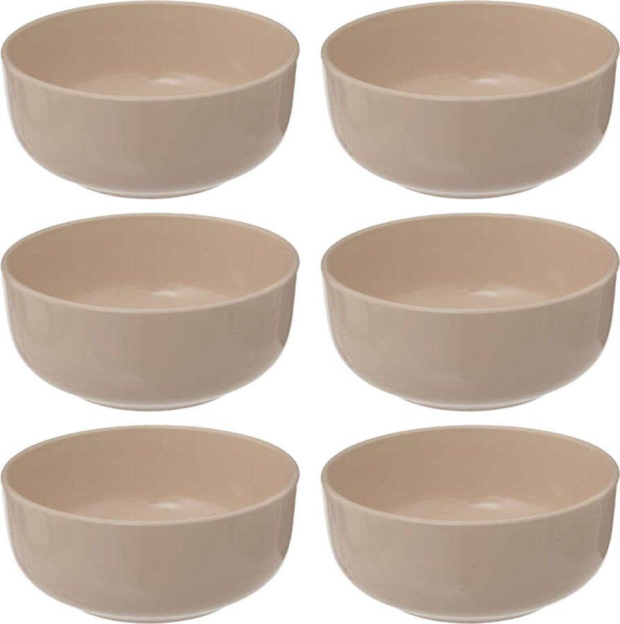 Secret de Gourmet Soepkommen schaaltjes 6x Santorini keramiek D15 x H6.5 cm beige