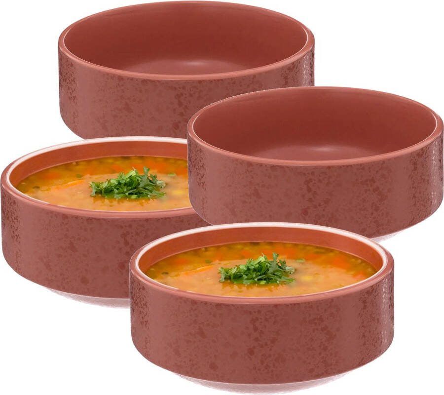 Secret de Gourmet Soepkommen schaaltjes 8x Loft keramiek D15xH7 cm terracotta Stapelbaar