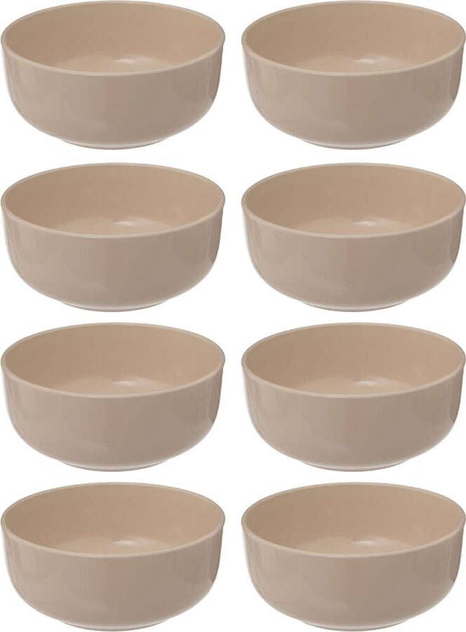 Secret de Gourmet Soepkommen schaaltjes 8x Santorini keramiek D15 x H6.5 cm beige