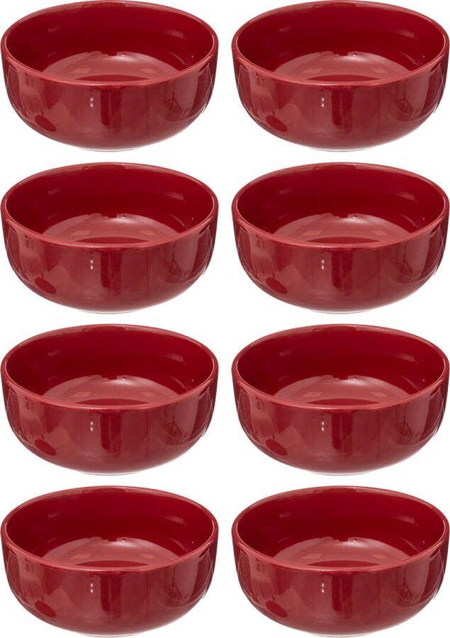 Secret de Gourmet Soepkommen schaaltjes 8x Santorini keramiek D15 x H6.5 cm diep rood