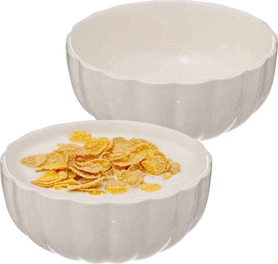 Secret de Gourmet Soepkommen serveer schaaltjes 2x Delphi porselein D15 x H7 cm ivoor wit