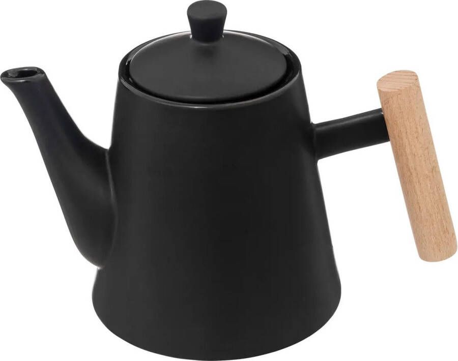 Secret de Gourmet Theepot Ceylon 1000 ml keramiek hout zwart deksel handvat Theepotten