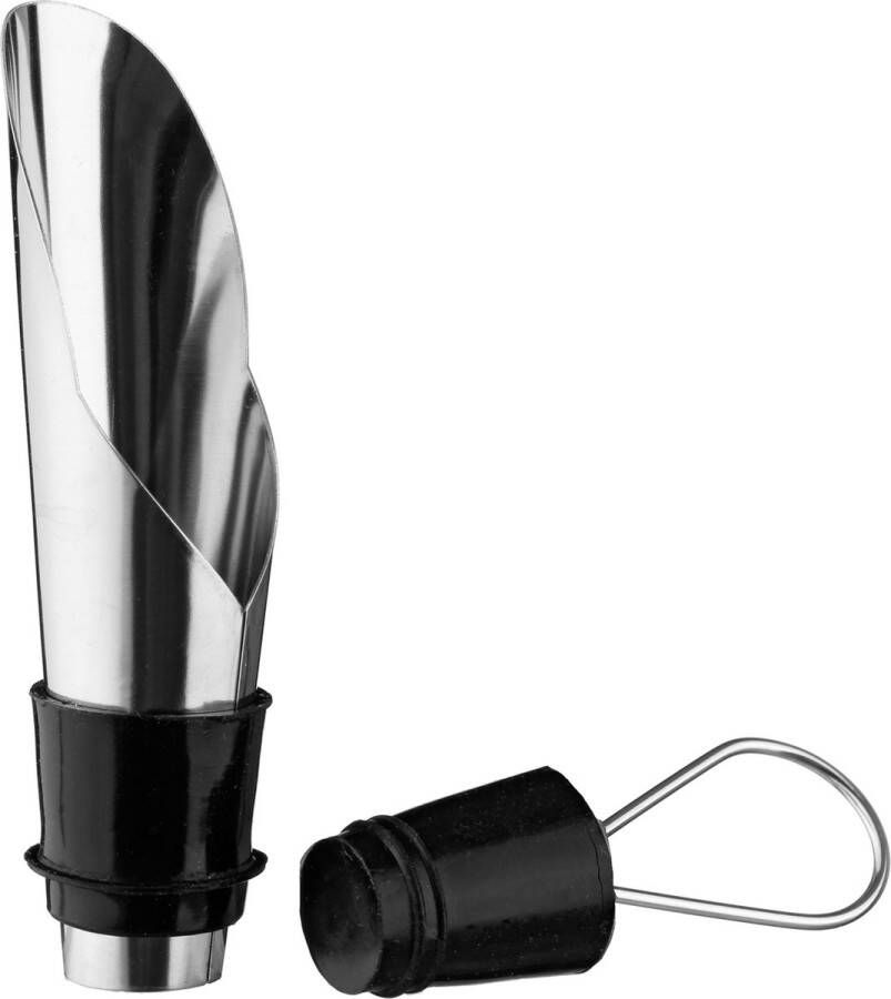 Secret de Gourmet Vacuum wijnstopper met afsluitdop metaal 2 x 2 x 8 cm Flessenstop VacuVin Wijnafsluiter