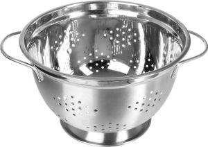 Secret de Gourmet Vergiet zeef op voet zilver 25 x 15 cm van RVS Keukenvergieten