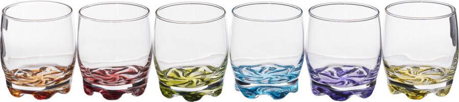 Secret de Gourmet Waterglas gekleurd set van 6 stuks .Drinkglas met gekleurde bodem. 310ml