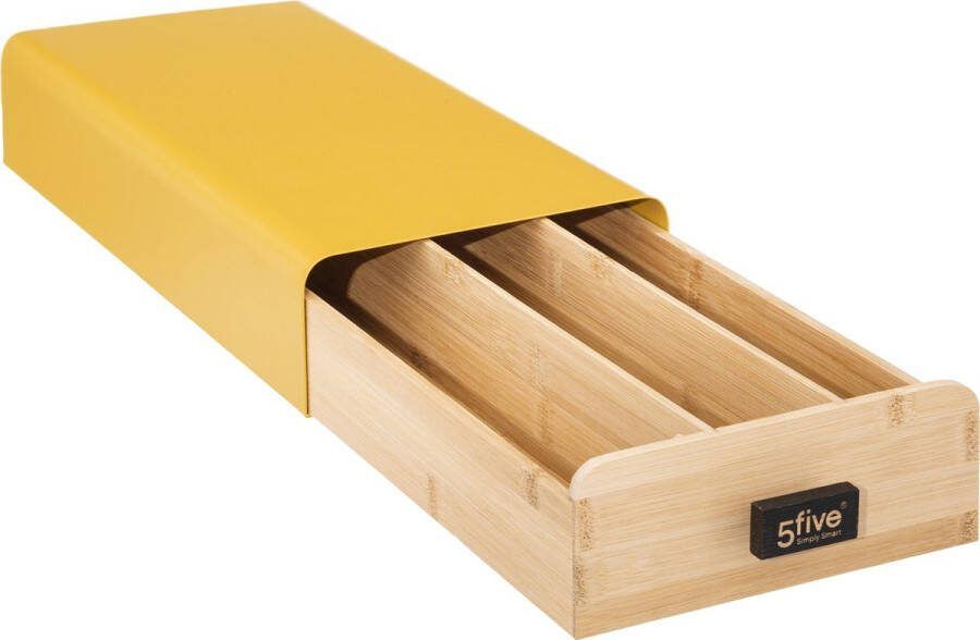 Secret Gourmet 4goodz caspulehouder metaal bamboe 40 cups 38x18x7 cm Geel