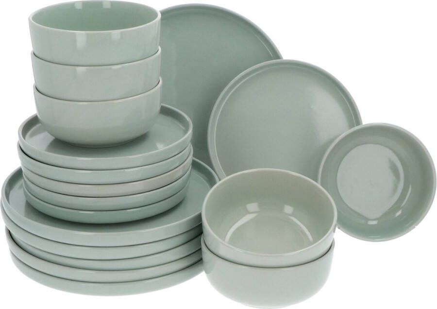 Secret de Gourmet Stoneware Serviesset Marie 6 persoons 18-delig Mintgroen