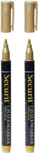 Securit 2x Stuks Gouden Krijtstiften Ronde Punt 1-2 Mm Krijtstiften