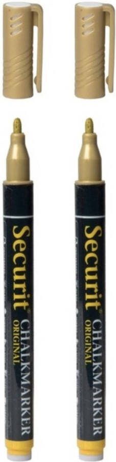 Securit 2x stuks gouden krijtstiften ronde punt 1-2 mm Krijtstiften