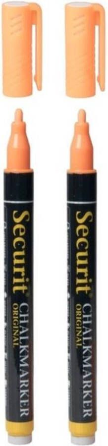 Securit 2x stuks oranje krijtstiften ronde punt 1-2 mm Krijtstiften