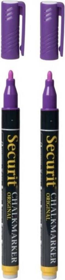 Securit 2x stuks paarse krijtstiften ronde punt 1-2 mm Krijtstiften