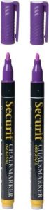 Securit 2x stuks paarse krijtstiften ronde punt 1-2 mm Krijtstiften