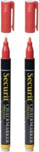 Securit 2x Stuks Rode Krijtstiften Ronde Punt 1-2 Mm Krijtstiften