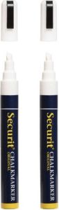 Securit 2x stuks witte krijtstiften platte punt 2-6 mm Krijtstiften