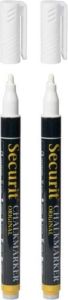 Securit 2x stuks witte krijtstiften ronde punt 1-2 mm Krijtstiften