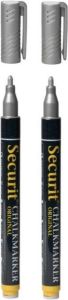 Securit 2x stuks zilveren krijtstiften ronde punt 1-2 mm Krijtstiften