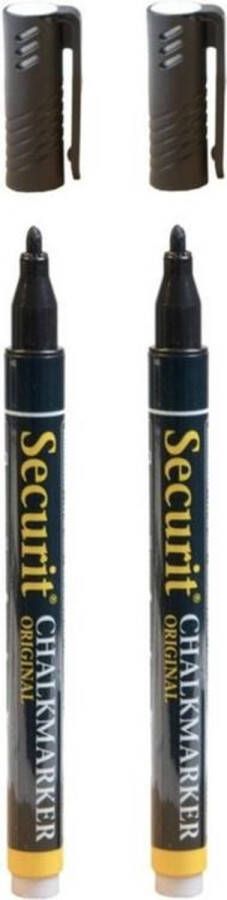 Securit 2x stuks zwarte krijtstiften ronde punt 1-2 mm Krijtstiften