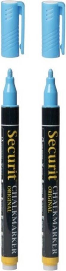 Securit 3x stuks blauwe krijtstiften ronde punt 1-2 mm