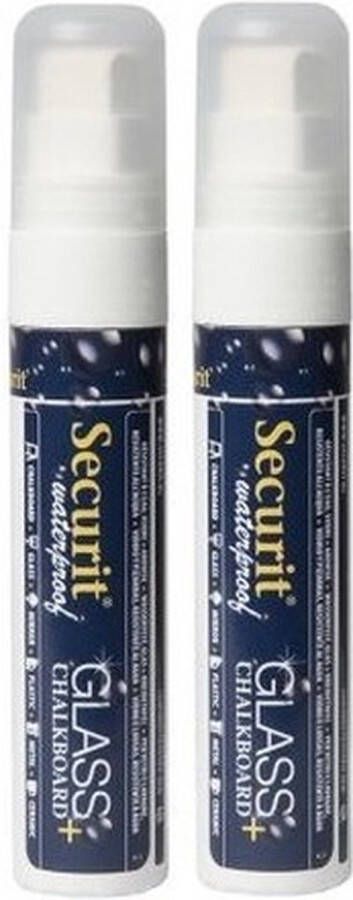 Securit 4x Witte watervaste krijtstiften platte punt 7-15 mm