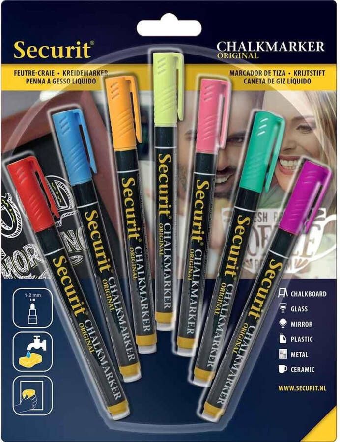 Securit Krijtstift Set7 Liquid Primary Multi