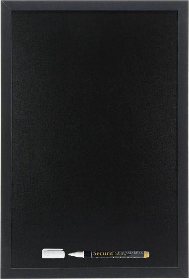Securit Zwart krijtbord schoolbord met 1 stift 30 x 40 cm Krijtborden