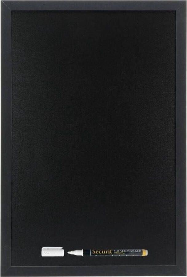 Securit Zwart krijtbord schoolbord met 1 stift 40 x 60 cm Krijtborden