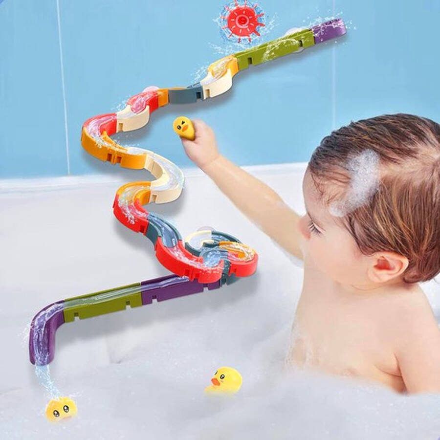 SEDOLA Badspeelgoed Baby Waterval Glijbaan Spelletjes Waterglijbaan Kinderbad Speelgoed Montageset met 48 stuks Badspeeltjes Jouets de Bain Bébé Jouets de Baignoire Bad Speelgoed Water Knikkerbaan Kinder Waterspeelgoed