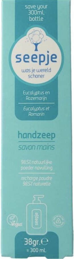 Seepje Handzeep eucalyptus & rozemarijn navulverpakking 34 Gram