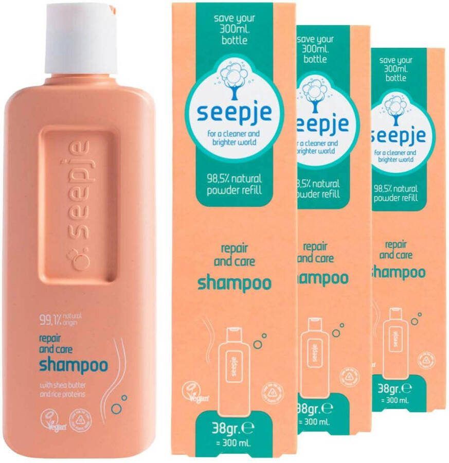 Seepje Hydrate & Nourish Shampoo 300 ml Navulling Shampoo 3 x 38 gr Pakket