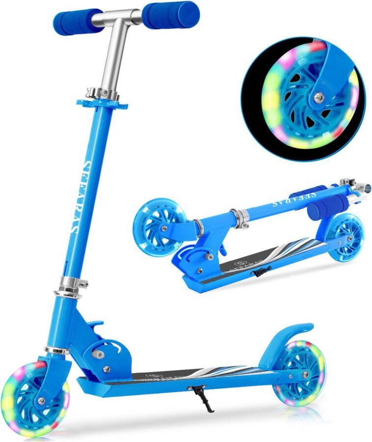 Sefaras Kinderstep Kick Step voor kinderen LED Wielen Jongens Meisjes Blauw