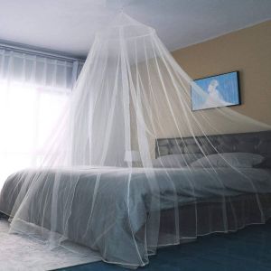 Sekey XXL Klamboe tweepersoonsbed rond muggennet bed fijnmazig mesh insectennet voor binnen en buiten met kleefhaken en reistas 60 x 250 x 1200 cm wit