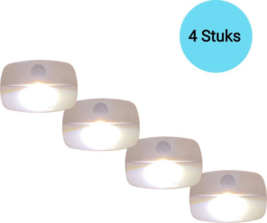 Select Goodz Nachtlampje met Bewegingssensor 4 Stuks LED Kastverlichting Trapverlichting met Sensor Draadloos op Batterij