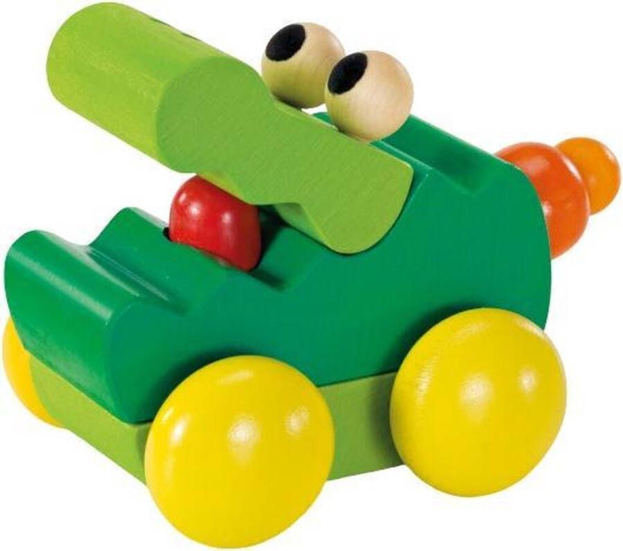 Selecta Spielzeug Selecta Speelgoedauto Zoolini Krokodil Junior 8 Cm Hout Groen