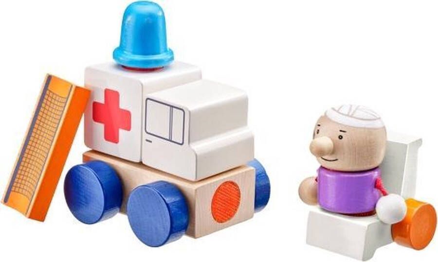 Selecta Spielzeug Speelset Ziekenauto Junior Hout Naturel wit 7-delig