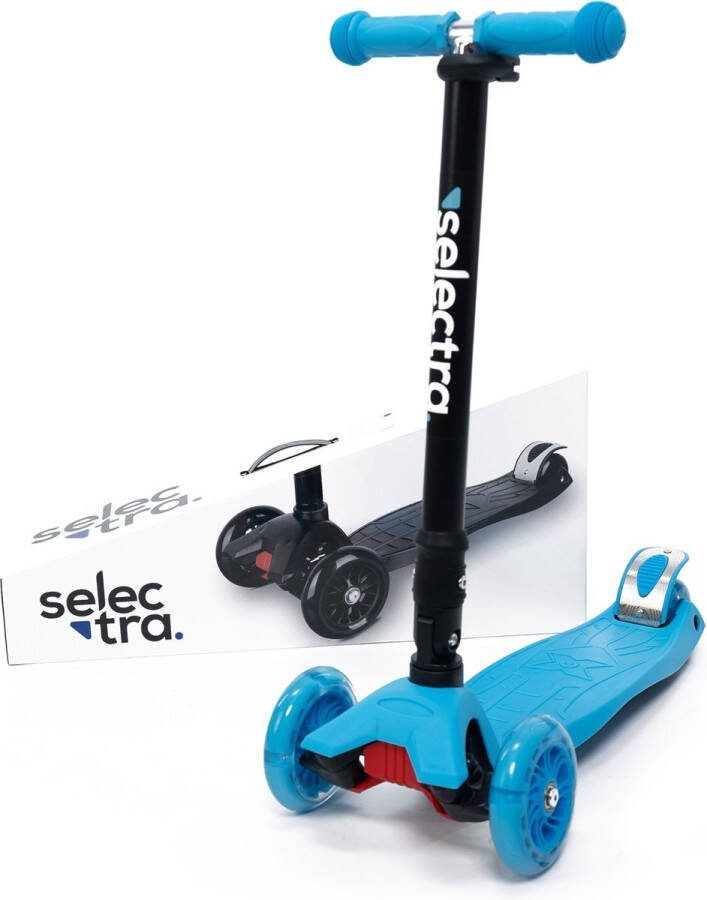 Selectra kinderstep met 4 lichtgevende wielen – Kick step voor kinderen van 3 t m 9 jaar – Led scooter met click and ride functie Licht blauw
