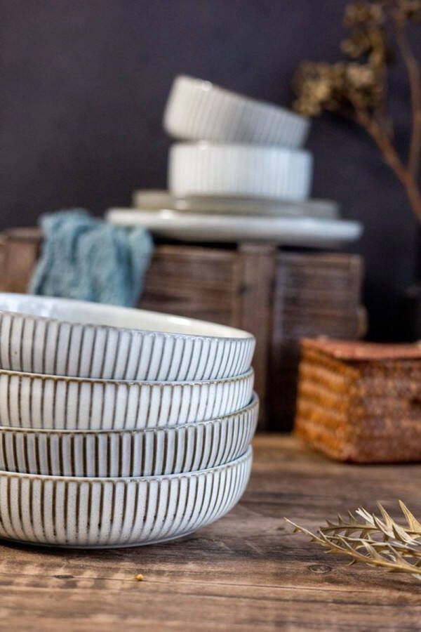 Selinex Stoneware Grijs 8 delig Diepe borden