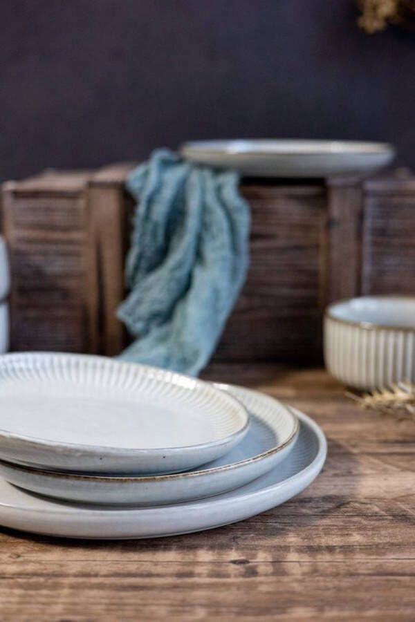 Selinex Stoneware Grijs 8 delig Ontbijtbord