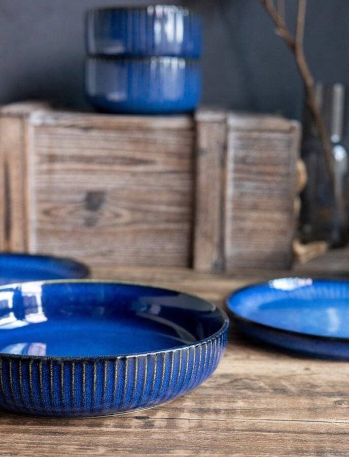 Selinex Stoneware Oceaan Blauw 8 delig Diepe borden